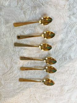 Gold tone tiny spoons set of 6