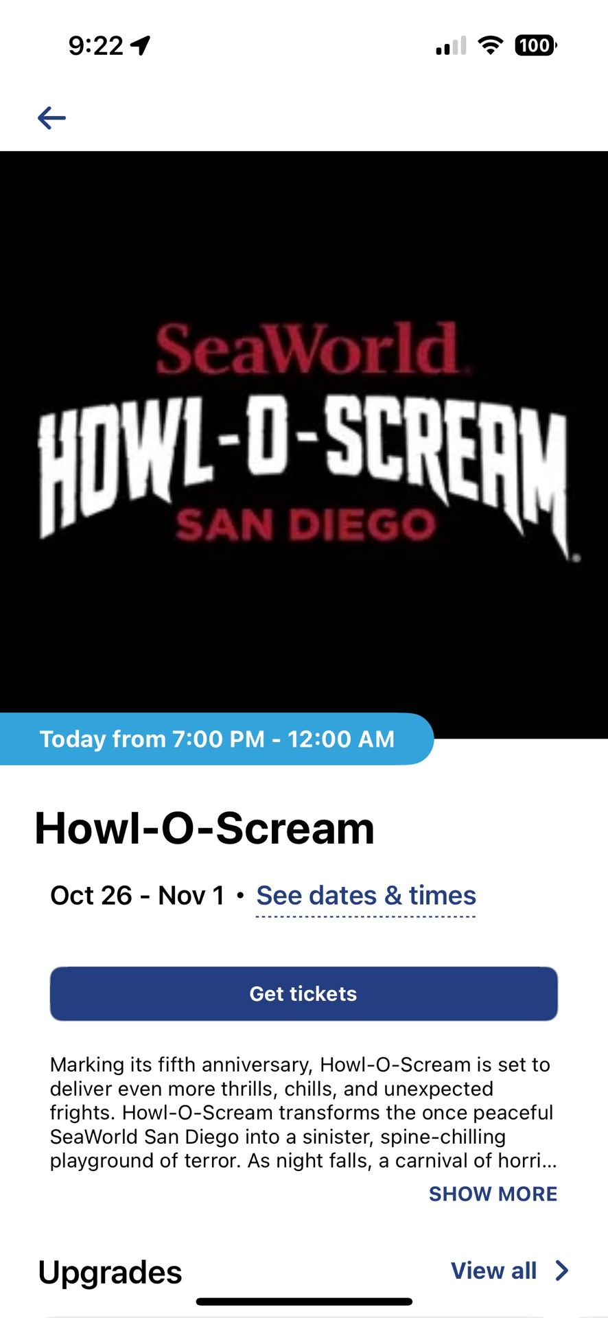 3 Howl-O-Scream Tickets All For $100