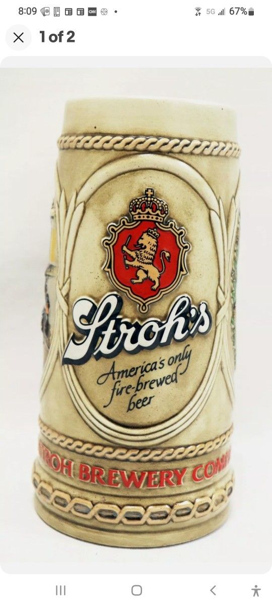 Stroh's Brewing Co./Fired Brewed BEER/Stein
