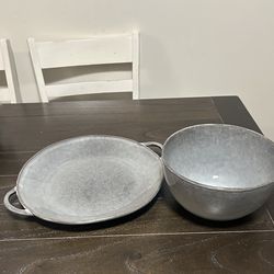 Pier 1 Gray Serving Bowl and Tray Set