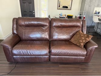 Premium Genuine Leather Power Reclining Sofa – Rich Brown