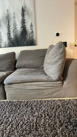 Grey 4 piece sectional with ottoman
