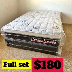 Full Size Pillow Top Mattress With Box Spring Included 