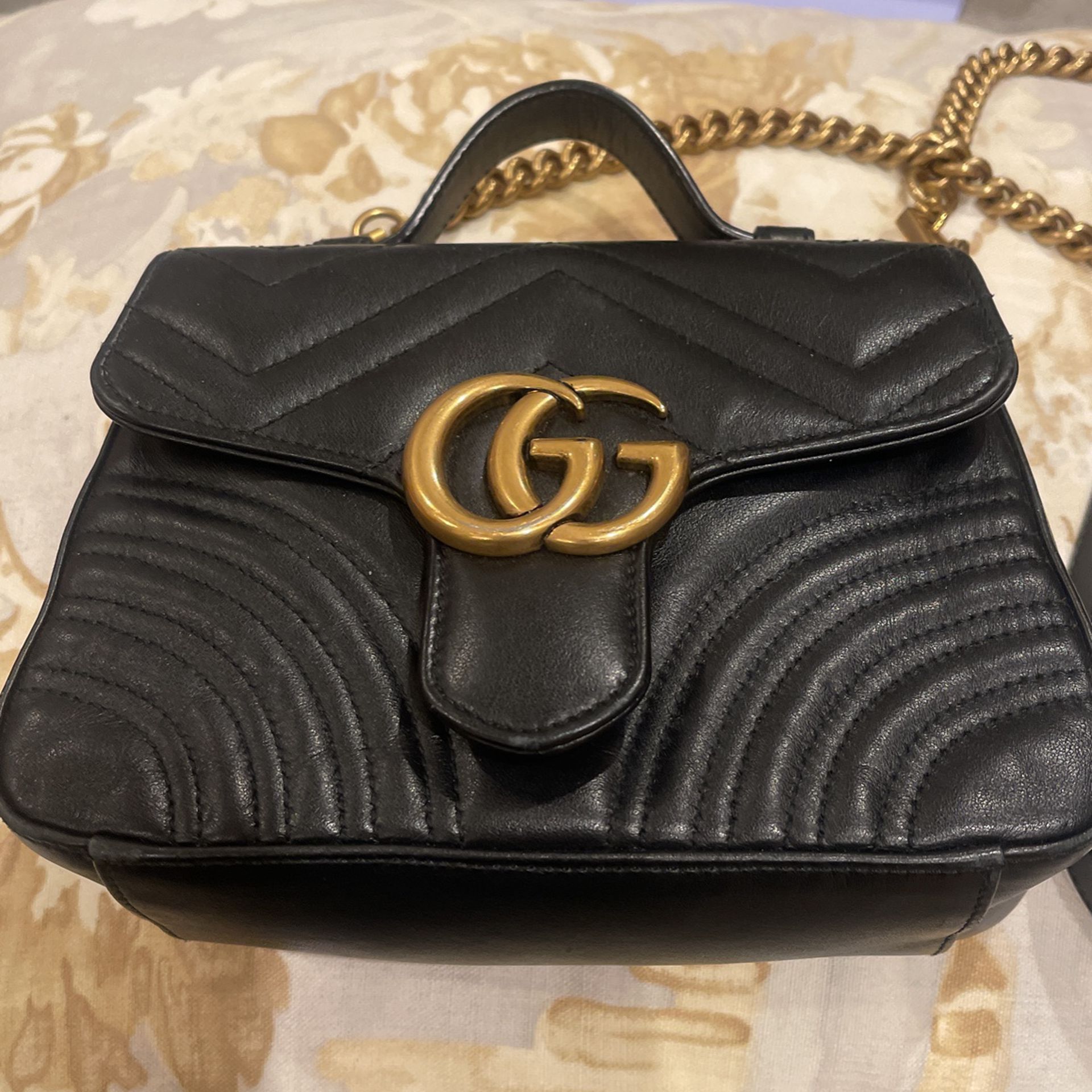 Gucci Mini Marmont Top Handle Cross Body Bag