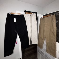 (3-Lot) Nike Life Carpenter Pants Men Size 32 Khaki Beige Black White Straight