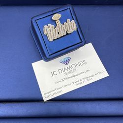 Pendant Name Victoria 1ok Diamonds 1 Inch  High 