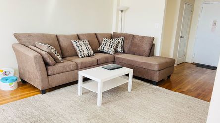Brown Fabric Sectional Sofa