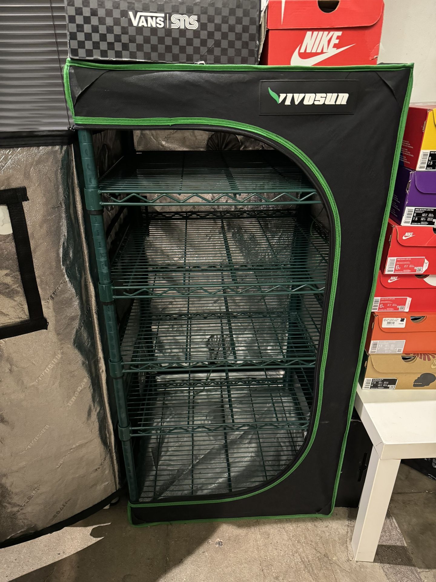 Large Indoor Grow Tent With Metal Shelving