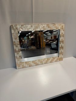 Iridescent Shell Inlay Wall Mirror, Rectangular Decorative Frame