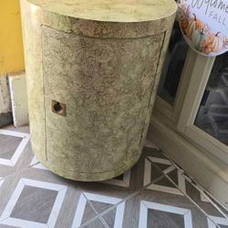 Antique Circular Bedside Table With Storage