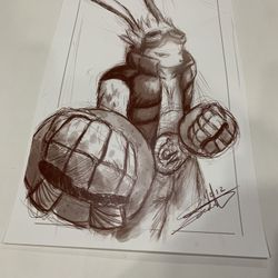 Rabbit Fighter Fan Art Print by Artist Unknown