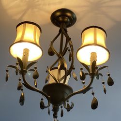 Black Iron Chandelier with 3 lights great condition