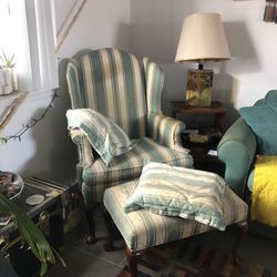 Vintage Adirondack Chair Striped Green