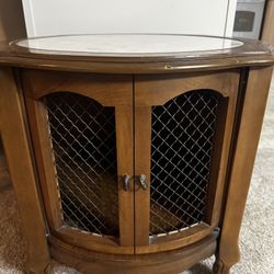 Elegant Wooden End Table with Marble Top