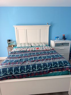 Queen bed frame and bed