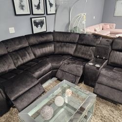 3 Recliners Soft Grey Sectional 