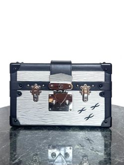 Louis Vuitton Petite Malle Metallic Silver Epi Trunk Bag Crossbody/Clutch w/ Strap + Dust Bag