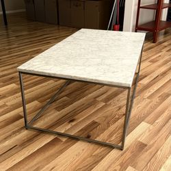 West Elm Marble Coffee Table – Minimal Metal Frame