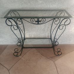 Black Wrought Iron Side Table 