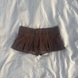 Free People micro mini pleated brown skirt