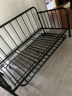 Twin Black Metal Frame With Trundle