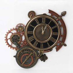 Mechanical Steampunk Astrolabe Star Tracker Wall Clock 17 Inch