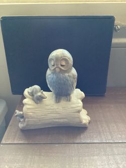 New, super cute Vintage Porcelain Owl and Mice Figurine