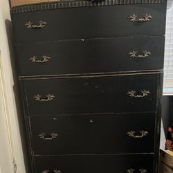 Antique Wood Dresser (Black)