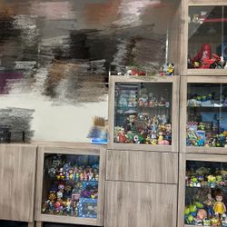 IKEA BESTÅ Storage combination w/glass doors, white stained oak effect/Lappviken wht stained oak effect clear glass and Drawers PICK UP ONLY