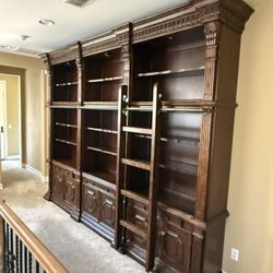 Large Built In Library Shelf With Ladder
