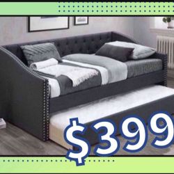 Brand New In Box Day Bed W/ Slats + Trundle  And 2 Mattresses. Pick Up  In  Long Beach