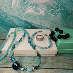 #2105, 925 STERLING SILVER, LOT, TURQUIOSE, ONYX, MURRINI GEM, NATURAL STONES. 
