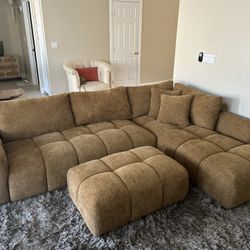 Modern Rust Sectional with Ottoman