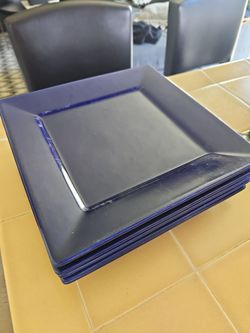 Cobalt Blue Square Dinner Plates Set of 5