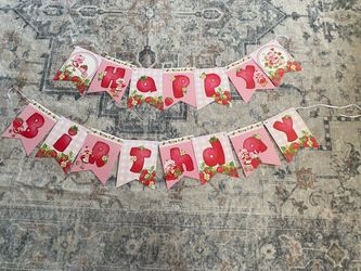 Strawberry shortcake happy birthday sign