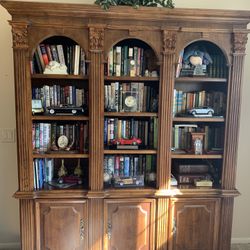 Classic Pecan Library Wall Unit