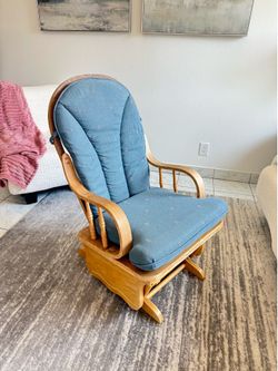 [Deep Cleaned] Wooden Glider Rocking Chair with Cushions - Smoke & Pet Free