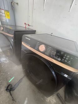 Samsung  SAWADREV8300 Side-by-Side Front Load Washer and Electric Dryer Set in Black