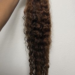 Used 30 Inch Chocolate Brown Deep Wave Lace Front Wig Human Hair 13x6