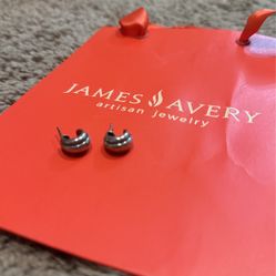Retired James Avery Sterling Silver Christina Post Hoop Earrings