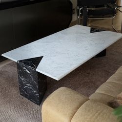 Vintage Italian Artedi Black and White Marble Coffee Table