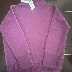 New luxury VINCE women’s boiled Cashmere funnel neck pullover, size XL, plum color, Extremely soft, high brand 