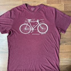 Men's Banana Republic Bicycle Diagram Parts Burgundy Graphic T Shirt  Size LRG