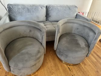 Modern Velvet Sofa Set – Sofa + 2 Accent Chairs