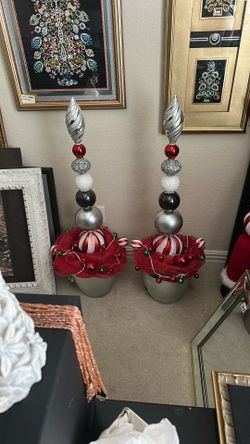 Pair Of Lighted Topiaries