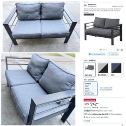 r Patio Furniture Loveseat Sofa, All-Weather Metal Aluminum Patio Couch 