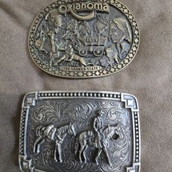 Belt Buckles One Silver Finish And One Solid Brass