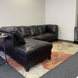 Sectional 2 Piece Brown Leather 