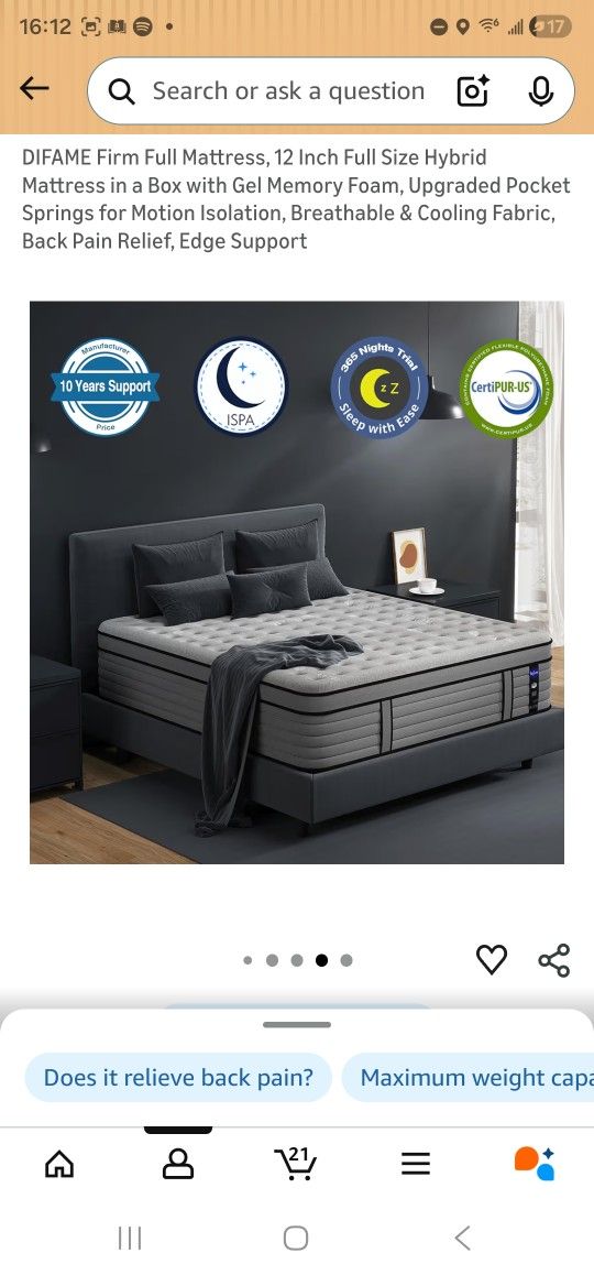 FULL SIZE HYBRID MATTRESS 12 INCH