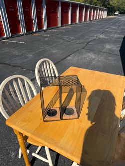 Pair of metal/wood candle holders